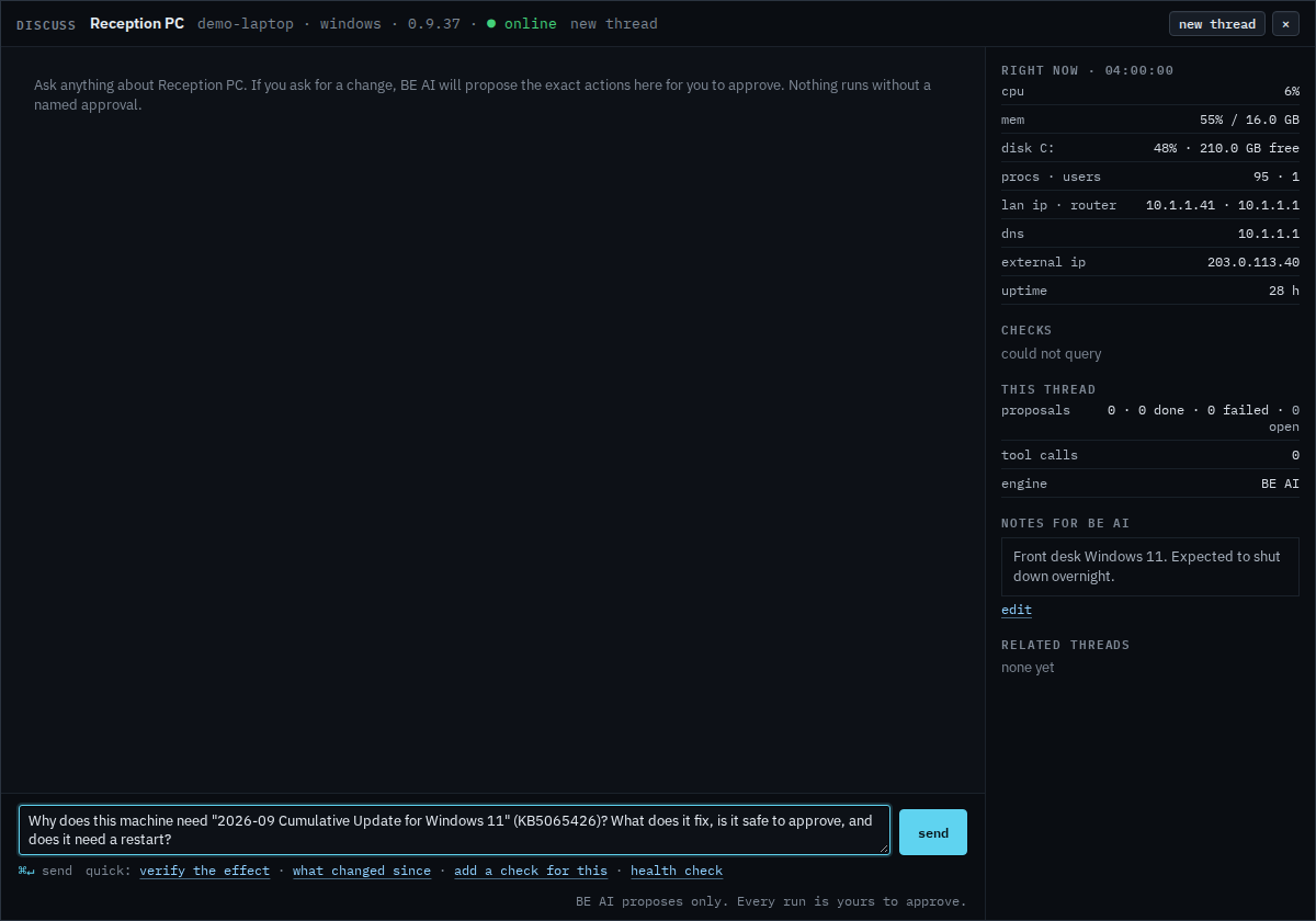 Discuss composer filled with a question about the September cumulative update