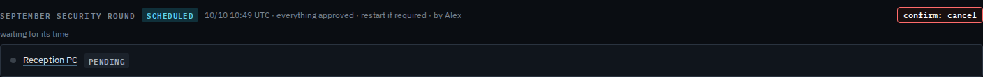 Patch job report with cancel asking to confirm