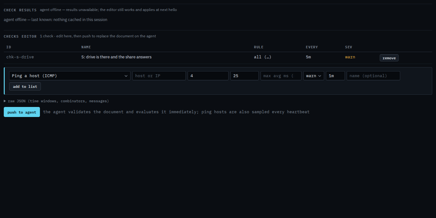 Checks list with an all check for the mapped drive and the share, not yet pushed