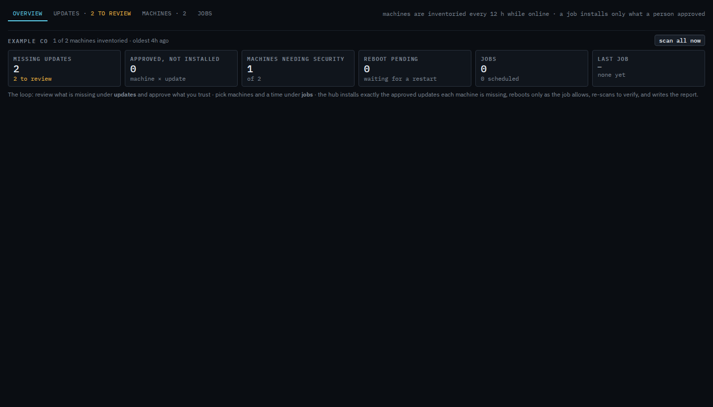 Patches overview tiles for Example Co