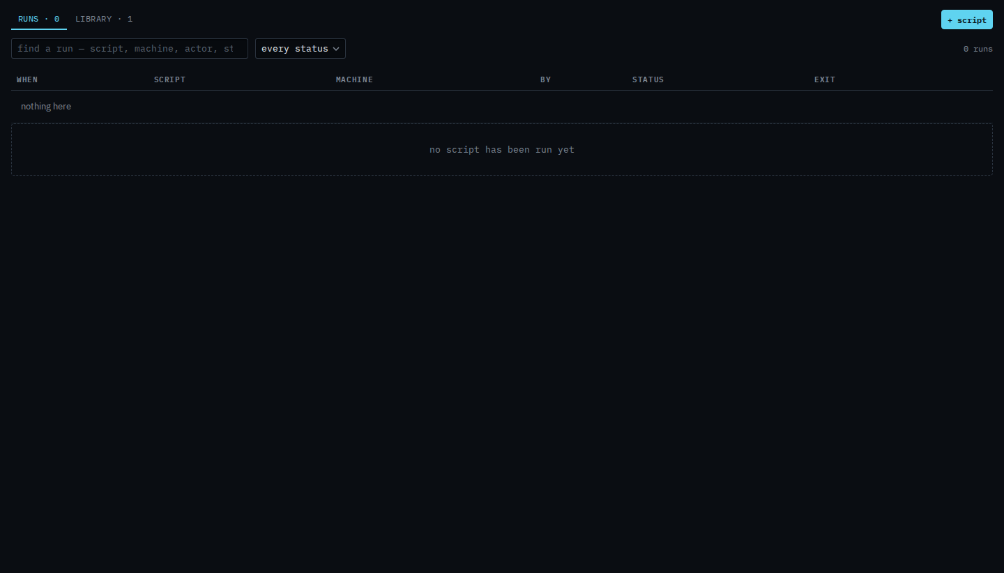 Scripts runs tab