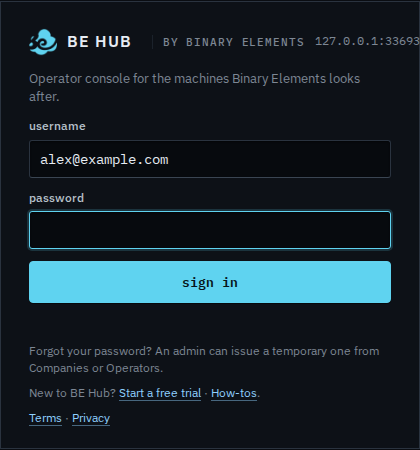 Sign-in card after signing out, password field empty