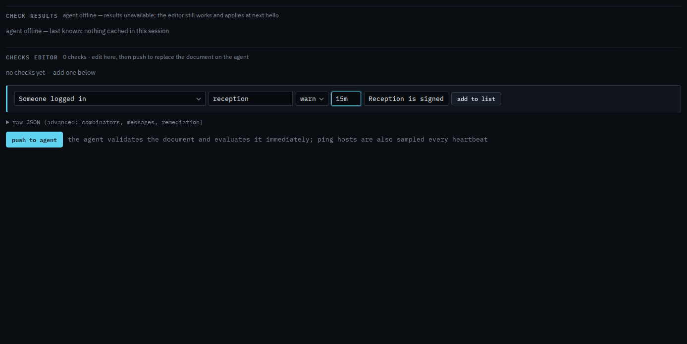 Checks editor with a signed-in check for the user reception