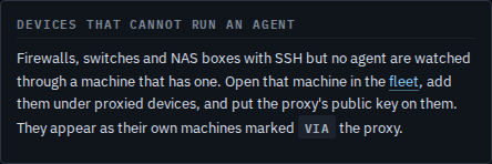 Install page box explaining devices that cannot run an agent